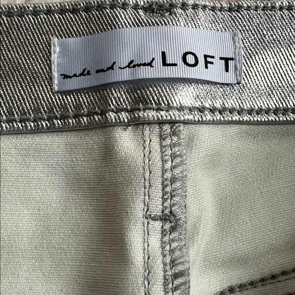 LOFT NWOT Coated High Rise Straight Jeans in Silver Metallic - Picture 7 of 10
